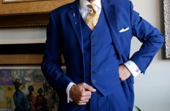 bright blue suit